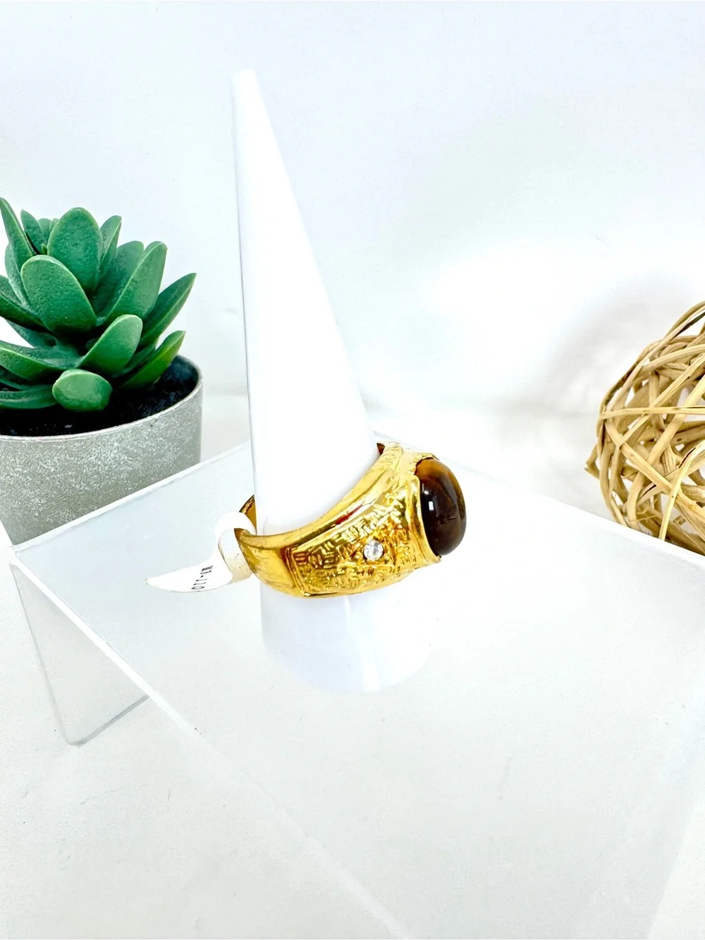 Vintage 18K HGE Tiger's Eye Men's Statement Ring – NWT